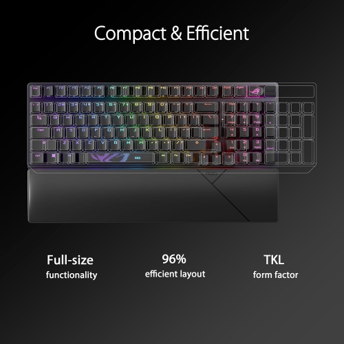 ASUS ROG Strix Scope II 96 Wireless Gaming Keyboard, Tri-Mode Connection, Dampening Foam & Switch-Dampening Pads