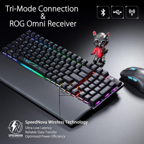 ASUS ROG Strix Scope II 96 Wireless Gaming Keyboard, Tri-Mode Connection, Dampening Foam & Switch-Dampening Pads