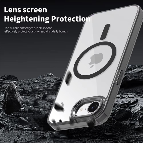 Luxury Transparent Crystal Magsafe Case For iPhone 16e SE4 16E Magnetic Wireless Charging Plating Camera Hard Cover - Rose Gold