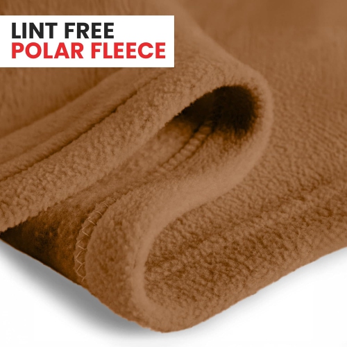 Canadian Linen Polar Fleece Blankets 80"x90" Double Size Lightweight Cozy Warm Super Soft Moisture Free Breathable Bedding Blanket for Hotel Home, Tan