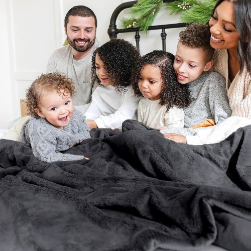 Canadian Linen Polar Fleece Blankets, 90"x90" Queen Size, Lightweight Cozy Warm Super Soft Moisture Free Breathable Blankets for All Season, Dark Grey