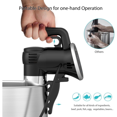 Wancle – Cuiseur sous vide, circulateur d'immersion thermique, 850 W, minuterie numérique, acier inoxydable/noir