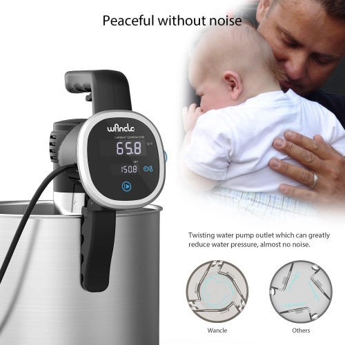 Wancle – Cuiseur sous vide, circulateur d'immersion thermique, 850 W, minuterie numérique, acier inoxydable/noir