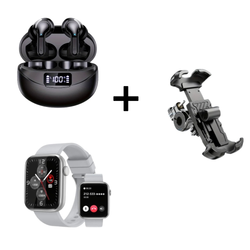 Women's Smartwatch, 360° Rotatable Bike Phone Mount, and V5.3 Earbuds - Ideal for Fitness and Active Lifestyles