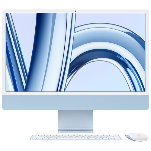 Boîte ouverte - iMac de 24&nbsp;po d'Apple - Bleu (puce M3 d'Apple/processeur graphique 10 coeurs/SSD d'256&nbsp;Go/RAM 8&nbsp;Go) - Anglais