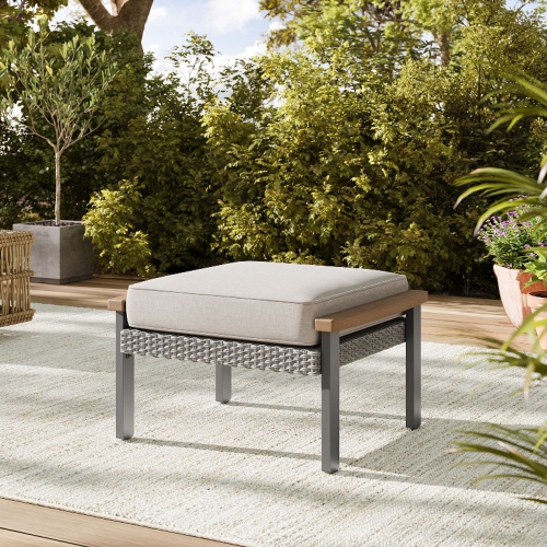 SONGMICS HOME Sencillo Collection - 5 Piece Patio Furniture Set, 2 Lounge Chairs, 2 Ottomans, 1 Coffee Table