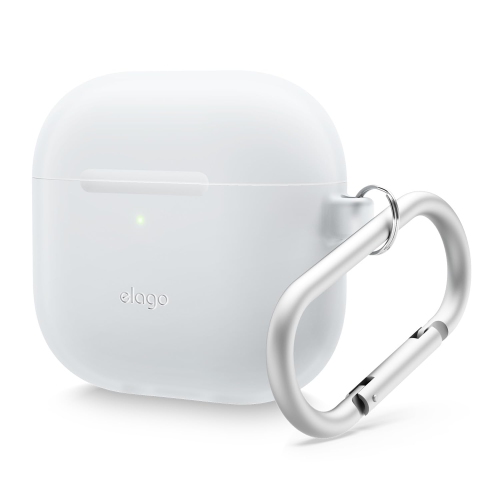 elago Silicone Case Compatible with AirPods 4 Case - Carabiner Included, Supports Wireless Charging, Shock Resistant, Full Protection