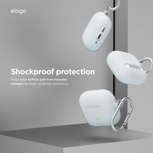 Étui en silicone Elago compatible avec les AirPods 4 - Mousqueton inclus, prise en charge du chargement sans fil, résistant aux chocs, protection