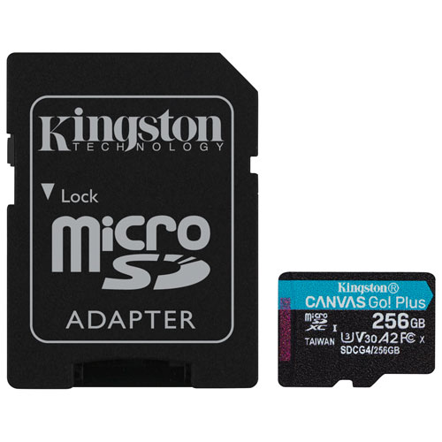 Kingston Canvas Go! Plus 256GB 200MB/s U3 V30 microSD Memory Card