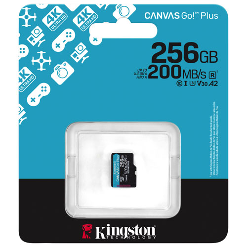 Kingston Canvas Go! Plus 256GB 200MB/s U3 V30 microSD Memory Card
