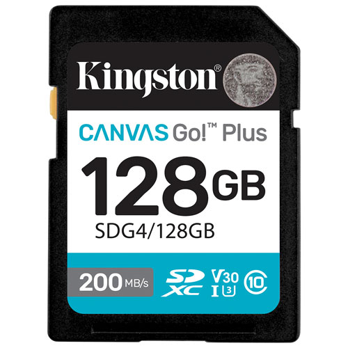 Kingston Canvas Go! Plus 128GB 200MB/s U3 V30 SDXC Memory Card