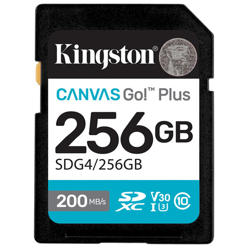 Kingston Canvas Go! Plus 256GB 200MB/s U3 V30 SDXC Memory Card