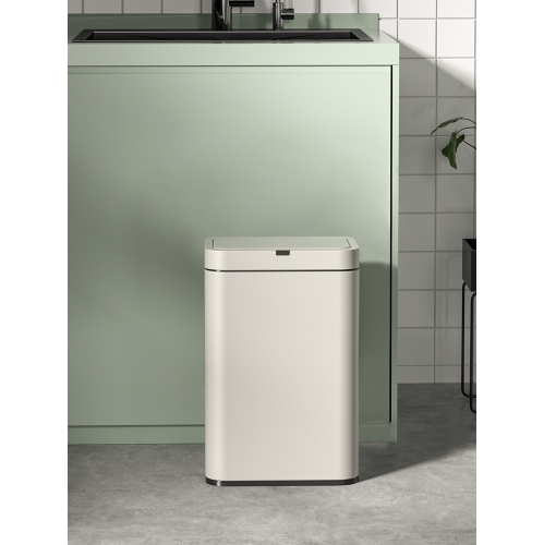 Elpheco Slim Motion Sensor Garbage Bin, 20 L Touchless Trash Can with Motion Sensor, Flat Lid, Silent Close, Fingerprint-Proof, Waterproof, White