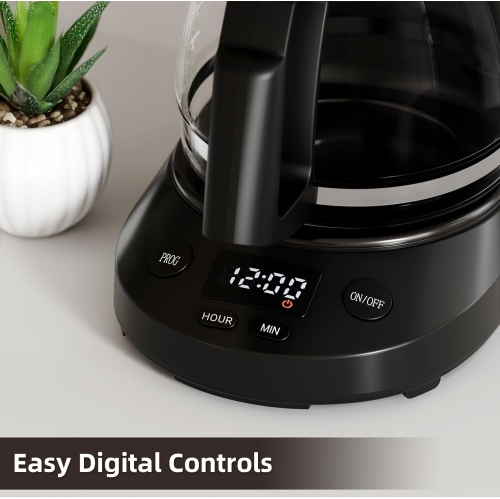 COWSAR Compact Coffee Machine, 5 Cup Drip Coffee Maker with Timing Function, 2H Auto Power-off, 2H Keep Warm, Pause & Brew, Reusable Filter