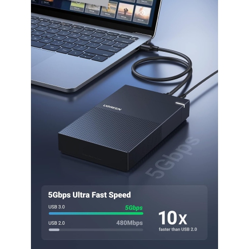 UGREEN 3.5/2.5 Inch External Hard Drive Enclosure with USB 3.0, UASP, and 12V Power Adapter for SSD/HDD, Tool-Free Installation, Heat Dissipation