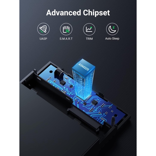 UGREEN 3.5/2.5 Inch External Hard Drive Enclosure with USB 3.0, UASP, and 12V Power Adapter for SSD/HDD, Tool-Free Installation, Heat Dissipation