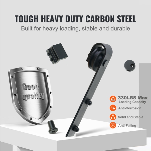 VEVOR 8FT Sliding Barn Door Hardware Kit, 330LBS Loading Heavy Duty Barn Door Track Kit, Fit 3.7-4.3FT Wide and 1.3"-1.8" Thick Door Panel, with