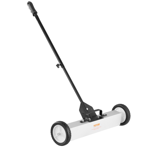 VEVOR 50Lbs Rolling Magnetic Sweeper with Wheels, Push-Type Magnetic Pick Up Sweeper, 24-inch Large Magnet Pickup Lawn Sweeper with Telescoping