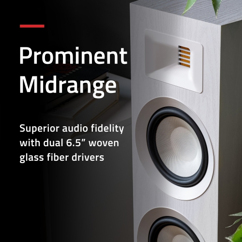 Fluance Ri91 Stereo Powered Floorstanding Tower Speakers with AMT Tweeters, 2x6.5", 150W Amp - HDMI, Bluetooth, & RCA