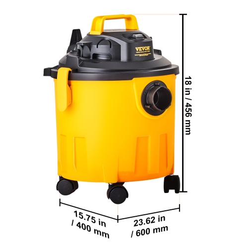 VEVOR 5 Gallon Shop Vacuum Wet And Dry, 6 Peak HP Wet/Dry Vac, Powerful Suction with Blower Function with Attachments 2-in-1 Crevice Nozzle, for