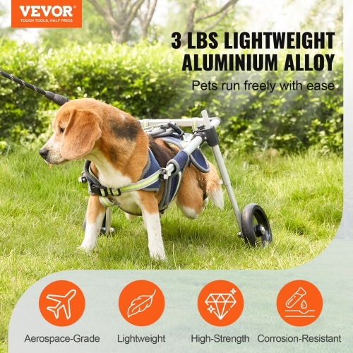 VEVOR 2 Wheels Dog Wheelchair for Back Legs, Pet Wheelchair Lightweight & Adjustable Assisting in Healing, Dog Cart/Wheelchair for Disabled,