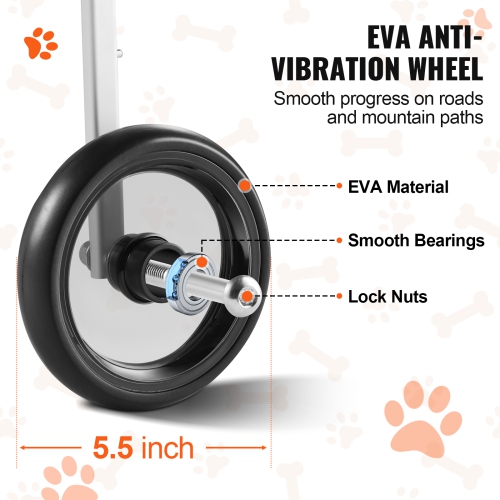 VEVOR 2 Wheels Dog Wheelchair for Back Legs, Pet Wheelchair Lightweight & Adjustable Assisting in Healing, Dog Cart/Wheelchair for Disabled,