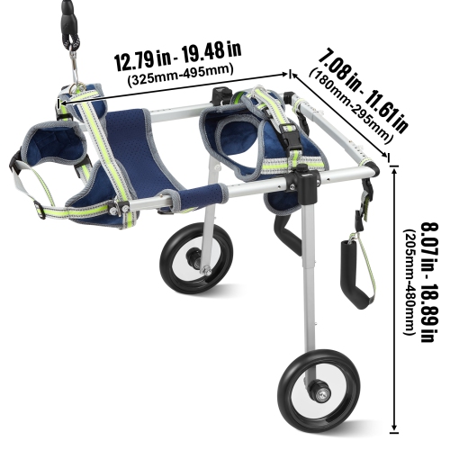 VEVOR 2 Wheels Dog Wheelchair for Back Legs, Pet Wheelchair Lightweight & Adjustable Assisting in Healing, Dog Cart/Wheelchair for Disabled,