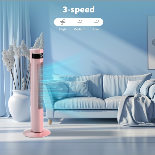 Ventilateur vertical portatif 36&nbsp;po de Cowsar Ventilateur électrique oscillant Télécommande silencieuse Ventilateur de plancher sans pales 3