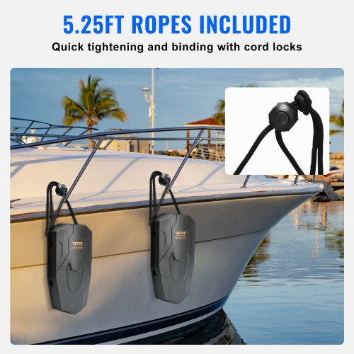 VEVOR 8.6" x 16" Boat Fenders, Boat Bumpers for Docking, Marine EVA Boat Dock Fender Bumper with Ropes, Cord Locks and Storage Bag, for Class A/Class