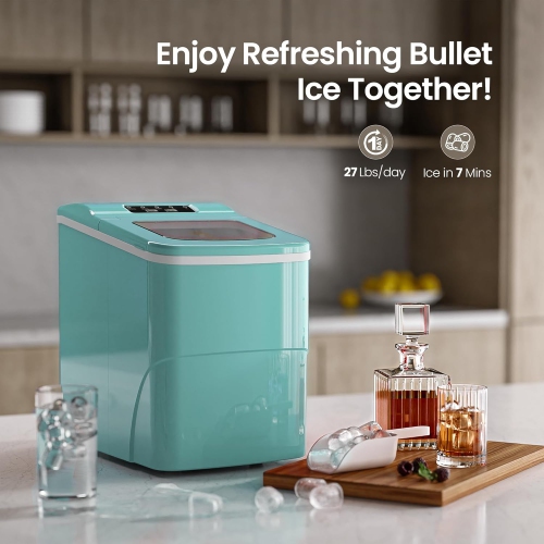 COWSAR Countertop Ice Maker, Compact One-Click Ice Machine, Self-Cleaning, 27Lbs/24H Capacity for Home, Office, Bar, and Parties