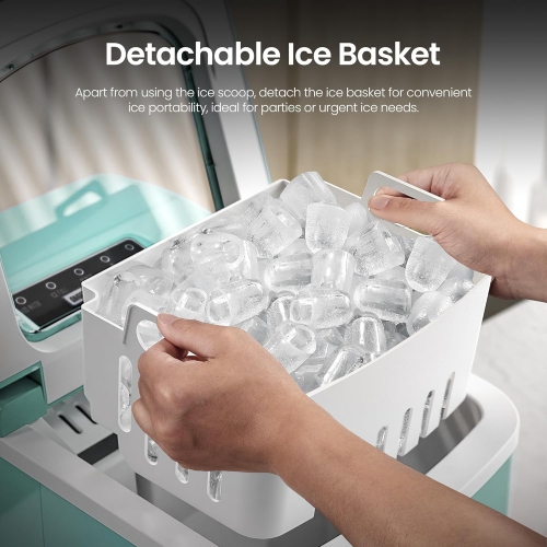COWSAR Countertop Ice Maker, Compact One-Click Ice Machine, Self-Cleaning, 27Lbs/24H Capacity for Home, Office, Bar, and Parties