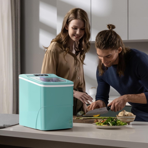 COWSAR Countertop Ice Maker, Compact One-Click Ice Machine, Self-Cleaning, 27Lbs/24H Capacity for Home, Office, Bar, and Parties
