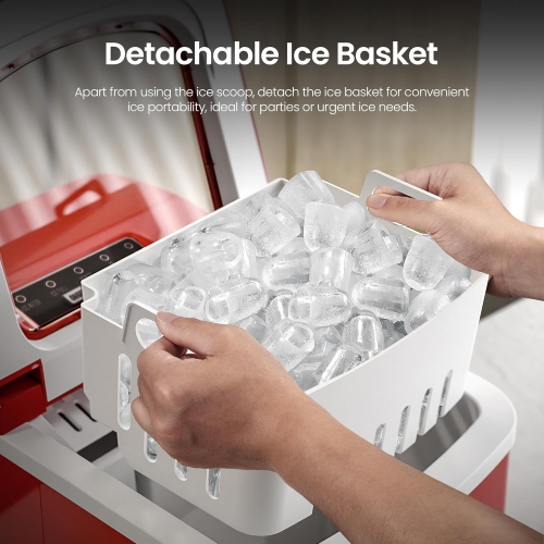 Cowsar Nugget Ice Machine, 66Lbs/Day, Stainless Steel, Built-in & Freestanding, Self-Cleaning, 24H Timer, Perfect for Bars, Cafes & Businesses