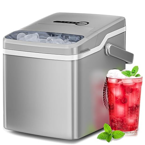Machine à glaçons portative de Cowsar, 26 lb/24 h, glace en forme de balle double avec poignée, 9 cubes en 6 minutes, fonction d'autonettoyage,