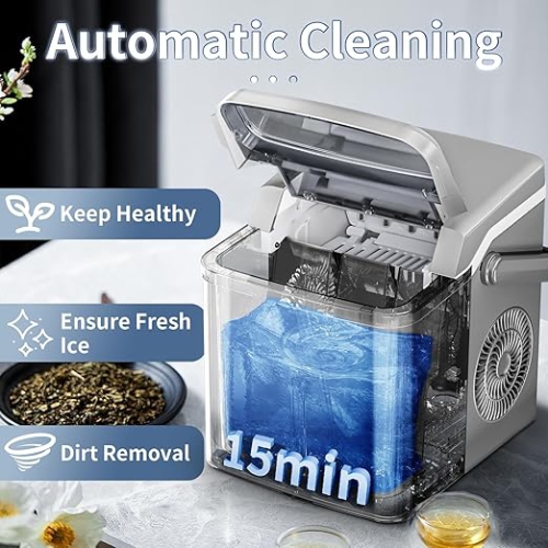 Machine à glaçons portative de Cowsar, 26 lb/24 h, glace en forme de balle double avec poignée, 9 cubes en 6 minutes, fonction d'autonettoyage,