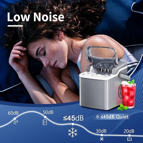 Machine à glaçons portative de Cowsar, 26 lb/24 h, glace en forme de balle double avec poignée, 9 cubes en 6 minutes, fonction d'autonettoyage,