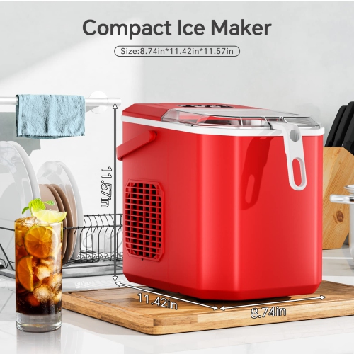 Cowsar Portable Ice Maker, 26Lbs/24Hrs, 9 Cubes in 6 Mins, Self-Cleaning, 2 Sizes Bullet Ice, Perfect for Home & Office