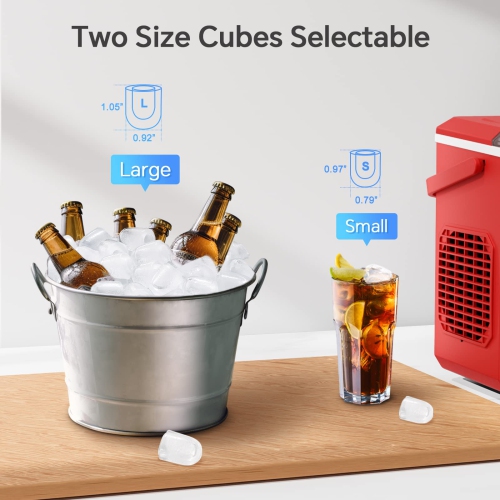 Cowsar Portable Ice Maker, 26Lbs/24Hrs, 9 Cubes in 6 Mins, Self-Cleaning, 2 Sizes Bullet Ice, Perfect for Home & Office
