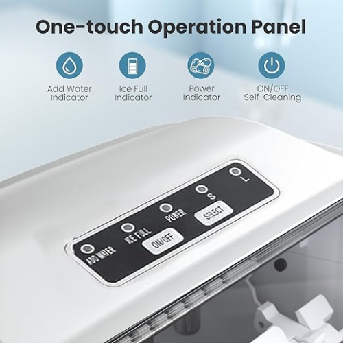 Cowsar Countertop Ice Maker, Portable with Handle, 26Lbs/24H, 9 Cubes in 6 Min, Self-Cleaning, Includes Scoop & Basket, Perfect for Home, Office,