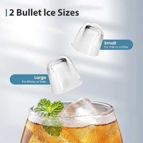 Cowsar Countertop Ice Maker, Portable with Handle, 26Lbs/24H, 9 Cubes in 6 Min, Self-Cleaning, Includes Scoop & Basket, Perfect for Home, Office,