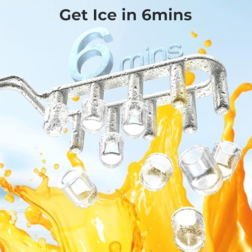 Cowsar Portable Countertop Ice Maker with Self-Cleaning Function, Produces 9 Ice Cubes in 6 Minutes, 26.5lbs per 24 Hours, Includes Ice Scoop and