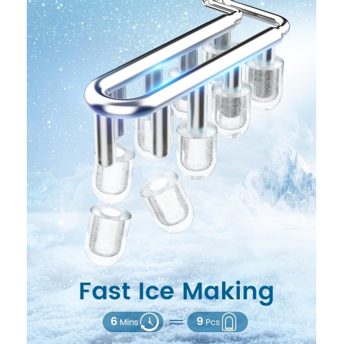 COWSAR Ice Makers Countertop, Portable Ice Machine with Carry Handle, 26.5lbs/24Hrs, 6Mins/9 Ice Cubes, Self-Cleaning Countertop Ice Maker