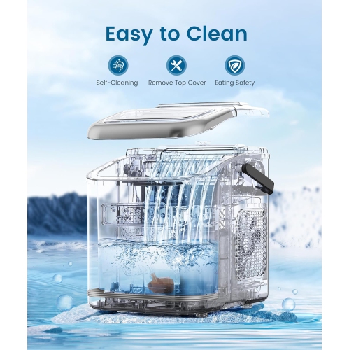 COWSAR Ice Makers Countertop, Portable Ice Machine with Carry Handle, 26.5lbs/24Hrs, 6Mins/9 Ice Cubes, Self-Cleaning Countertop Ice Maker