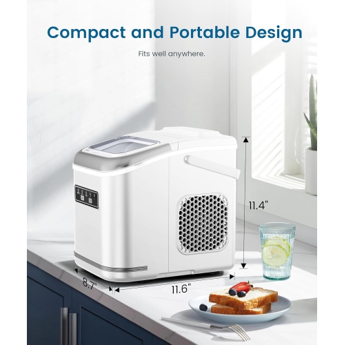 COWSAR Ice Makers Countertop, Portable Ice Machine with Carry Handle, 26.5lbs/24Hrs, 6Mins/9 Ice Cubes, Self-Cleaning Countertop Ice Maker