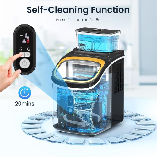 COWSAR Countertop Ice Maker,30Lbs/24H,Automatic Cleaning Function and 24-Hour Timing Ice Machine with Ice Scoop&Ice Basket