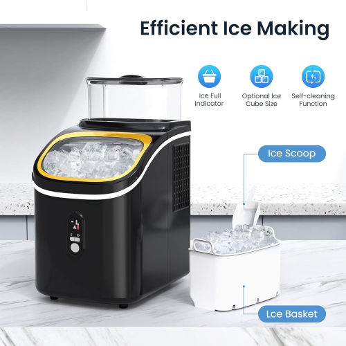 COWSAR Countertop Ice Maker,30Lbs/24H,Automatic Cleaning Function and 24-Hour Timing Ice Machine with Ice Scoop&Ice Basket