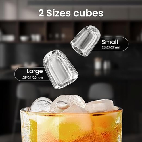 Cowsar Countertop Ice Maker with Handle, 26.5Lbs/24H, Produces 9 Bullet Ice Cubes in 6 Minutes, 2 Sizes Adjustable, Portable Design, Self-Cleaning