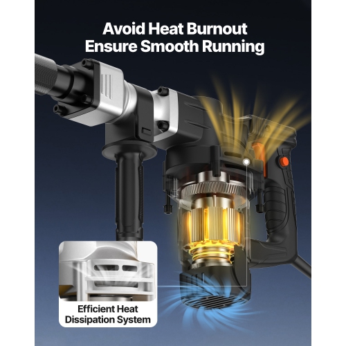 VEVOR 1400W Demolition Jack Hammer, Electric Jackhammer Heavy Duty, 2900 BPM Concrete Breaker, 2pcs Chisels Bits Chipping with Case, Gloves