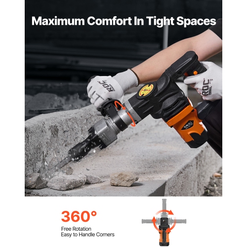 VEVOR 1400W Demolition Jack Hammer, Electric Jackhammer Heavy Duty, 2900 BPM Concrete Breaker, 2pcs Chisels Bits Chipping with Case, Gloves