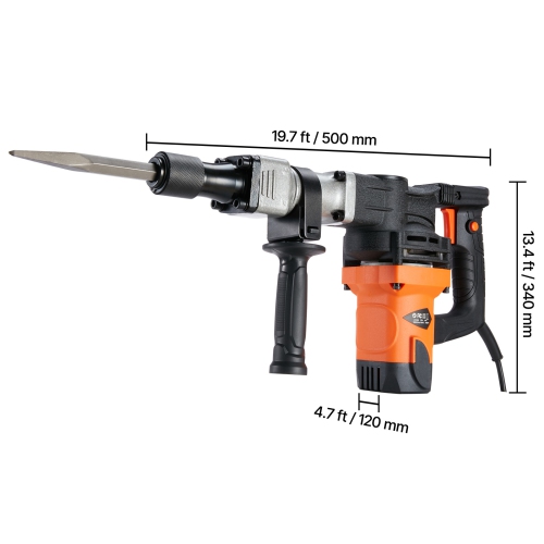 VEVOR 1400W Demolition Jack Hammer, Electric Jackhammer Heavy Duty, 2900 BPM Concrete Breaker, 2pcs Chisels Bits Chipping with Case, Gloves
